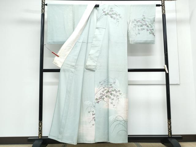 平和屋着物*夏物 訪問着 絽 友禅 葡萄蔦の葉文 暈し染め 正絹 逸品 CABJ1105th