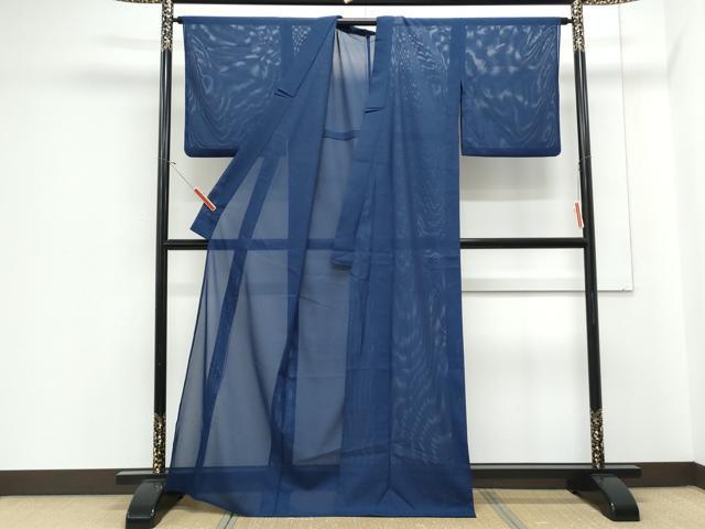 平和屋着物*夏物 色無地 絽 紺青色 洗える着物 CABJ1108th