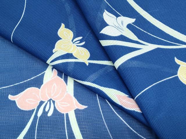平和屋着物*夏物 小紋 絽 草花文 洗える着物 CABJ1111th