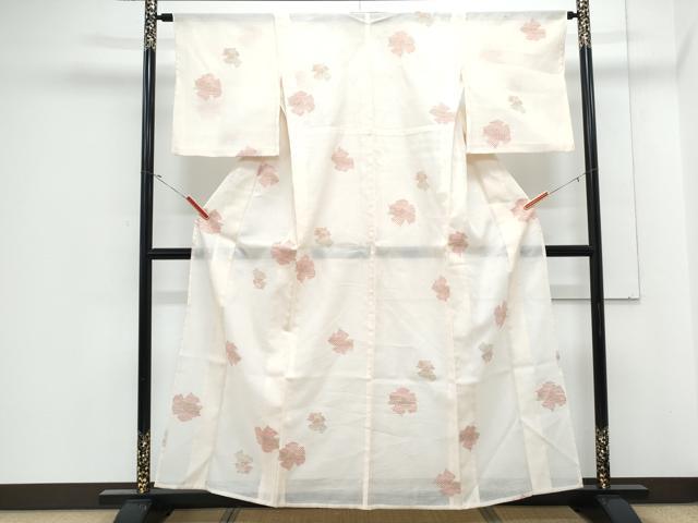 平和屋着物*夏物 小紋 紗 舞花文 洗える着物 CABJ1122th
