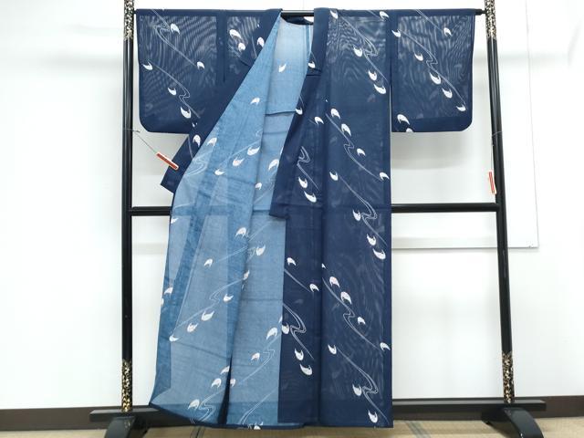 平和屋着物*夏物 小紋 絽 流水扇面文 洗える着物 CABJ1129th