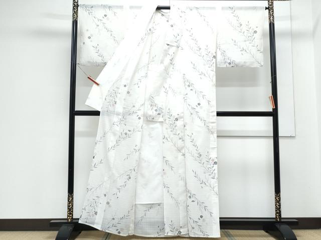 平和屋着物*夏物 小紋 紅梅織 草花文 洗える着物 CABJ1135th