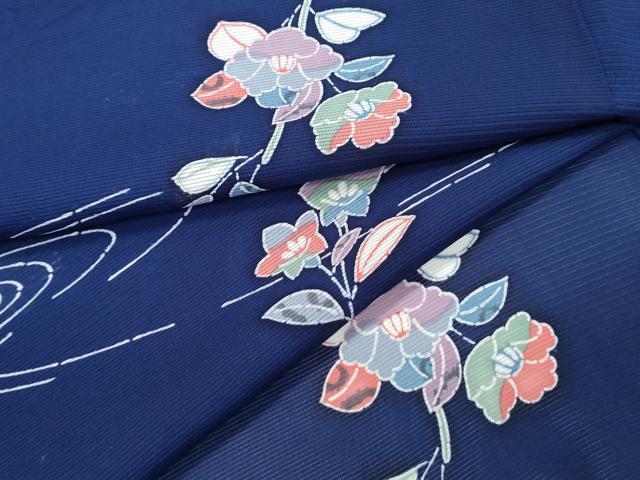 平和屋着物＊夏物 小紋 絽 型染め 流水花文 正絹 逸品 CABJ1164th