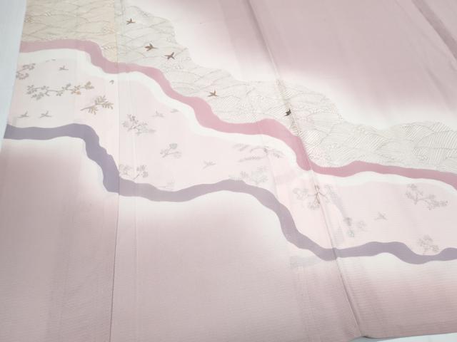 平和屋着物*夏物 訪問着 絽 道長草花文 暈し染め 金銀彩 正絹 逸品 CABJ1167th