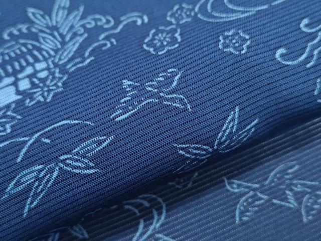 平和屋着物*夏物 小紋 絽 藍 型染め 流水風景花文 正絹 逸品 CABJ1170th