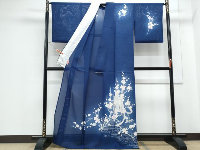平和屋着物*夏物 訪問着 絽 御所車花文 暈し染め 銀彩 正絹 逸品 CABJ1172th