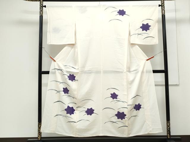 平和屋着物*夏物 訪問着 絽 絞り 芝草花文 銀彩 正絹 逸品 CABJ1181th