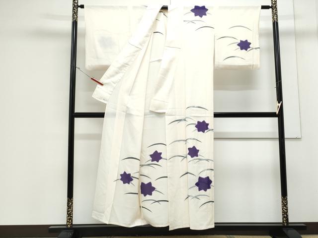 平和屋着物*夏物 訪問着 絽 絞り 芝草花文 銀彩 正絹 逸品 CABJ1181th