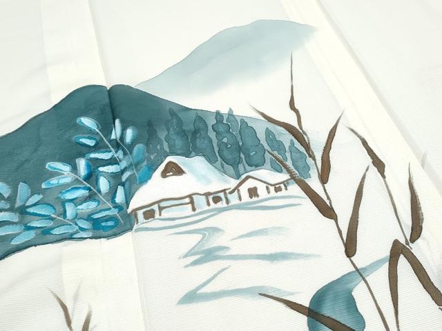 平和屋着物*夏物 訪問着 絽 手描き 遠山風景文 正絹 逸品 CABJ1184th