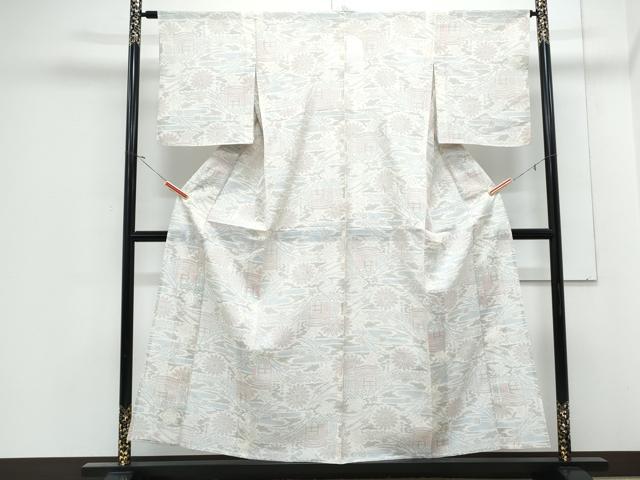 平和屋着物*夏物 本場大島紬 夏大島 白大島 流水花文 正絹 逸品 CABJ1190th