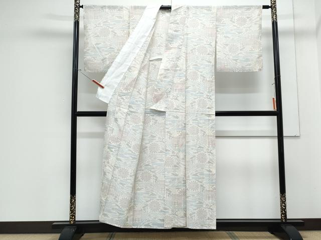 平和屋着物*夏物 本場大島紬 夏大島 白大島 流水花文 正絹 逸品 CABJ1190th