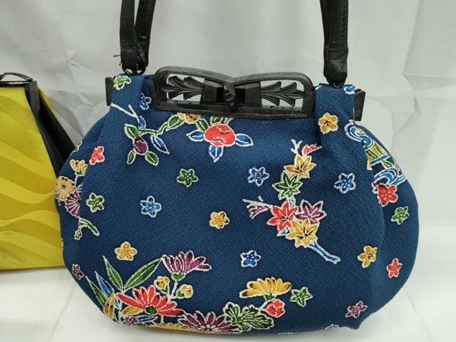平和屋着物▼和装小物 和装バッグまとめて4点 ハンドバッグ 鶴 枝花文 未使用あり 逸品 CABJ1216ju