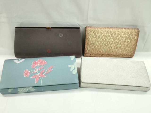 平和屋着物▼和装小物 和装バッグまとめて4点 ハンドバッグ 枝花文 毘沙門亀甲 吉祥文 礼装 金銀糸 逸品 CABJ1219ju