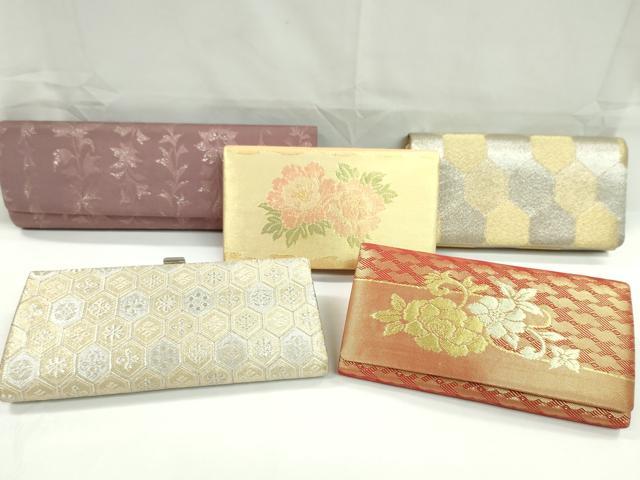 平和屋着物▼和装小物 和装バッグまとめて5点 ハンドバッグ 佐賀錦 亀甲花文 枝花文 礼装 金銀糸 逸品 CABJ1222ju