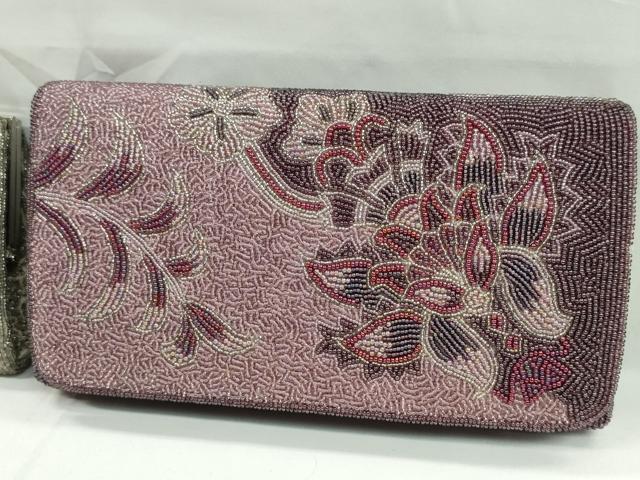 平和屋着物▼和装小物 和装バッグ ビーズバッグまとめて4点 総ビーズ 枝花文 舞葉文 クラッチ 逸品 CABJ1223ju