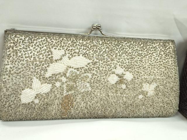 平和屋着物▼和装小物 和装バッグ ビーズバッグまとめて4点 総ビーズ 枝花文 舞葉文 クラッチ 逸品 CABJ1223ju