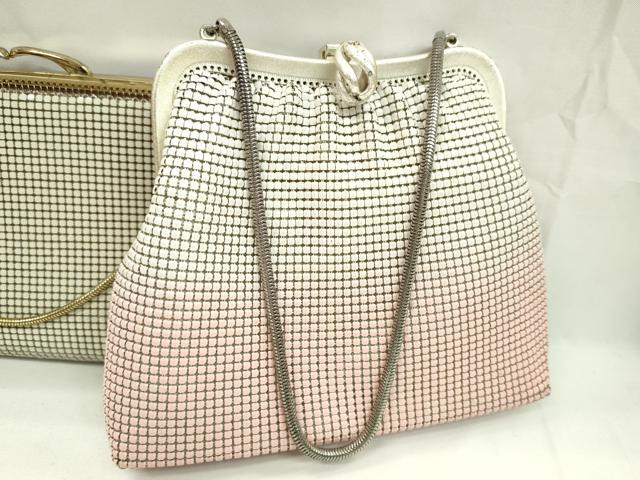平和屋着物▼和装小物 和装バッグ メッシュバッグまとめて4点 メタルメッシュ アイボリー ピンク 逸品 CABJ1234ju