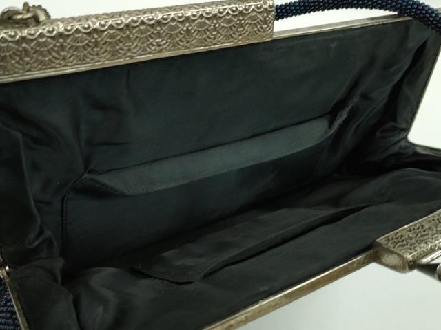 平和屋着物▼和装小物 和装バッグ ビーズバッグまとめて2点 総ビーズ 道長花文 白 紺青色 逸品 CABJ1242ju