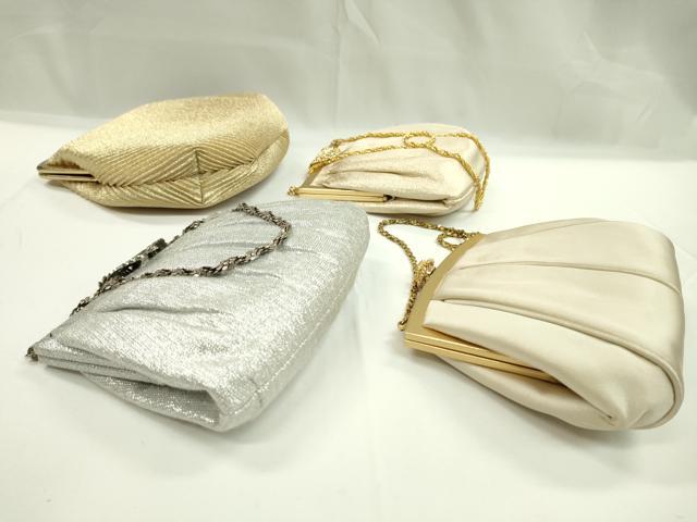 平和屋着物▼和装小物 チェーンバッグまとめて4点 シルバー ゴールド 金銀糸 逸品 CABJ1248ju