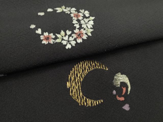 平和屋着物●付下げ 反物 総刺繍 花丸文 紅消鼠色 蛍暈し 金糸 丹後ちりめん 着尺 逸品 未使用 CABJ1408ju
