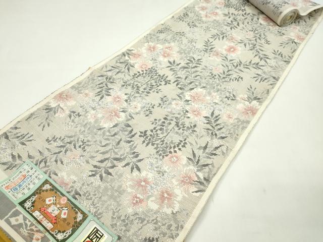 平和屋着物●本場大島紬 反物 白大島 9マルキ 総絣 草花文 丸宮織物謹製 証紙付き 着尺 逸品 未使用 CABJ1424ju