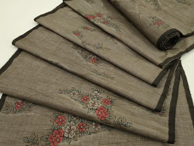 平和屋着物●本場大島紬 反物 9マルキ 草花文 着尺 逸品 未使用 CABJ1426ju