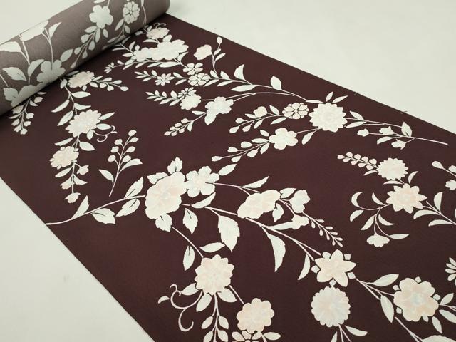 平和屋着物●小紋 反物 枝花文 丹後ちりめん 着尺 逸品 未使用 CABJ1442ju
