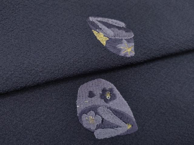 平和屋着物●付下げ 反物 総刺繍 手刺繍作家 梯久恵 ぽっくり下駄 金糸 丹後ちりめん 証紙付き 着尺 逸品 未使用 CABJ1445ju