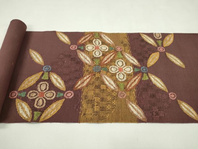 平和屋着物●1854年創業 帯屋捨松 名古屋帯 反物 紬地 花文 証紙付き 逸品 未使用 CABJ1452ju