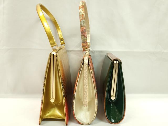 平和屋着物▼和装小物 和装バッグまとめて3点 ハンドバッグ 佐賀錦 螺鈿 蝶 雲重ね流水吉祥花文 金彩 逸品 CABJ1460ju
