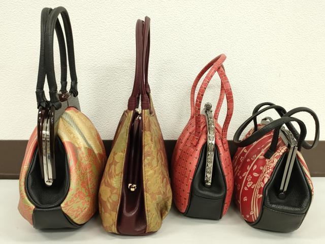 平和屋着物▼和装小物 和装バッグまとめて4点 ハンドバッグ がま口 切嵌草花文 笹竹花文 逸品 CABJ1496ju
