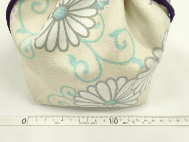 平和屋着物▼和装小物 和装バッグ 巾着まとめて5点 浴衣 うさぎ 花唐草 リバーシブル 綿 逸品 CABJ1505ju