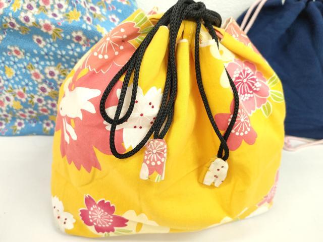 平和屋着物▼和装小物 和装バッグ 巾着まとめて5点 浴衣 うさぎ 花 万筋 リバーシブル 縮緬 綿など 逸品 CABJ1506ju