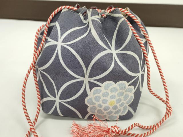 平和屋着物▼和装小物 和装バッグ 巾着まとめて5点 浴衣 蝶 花 金魚 七宝花文 リバーシブル 綿 逸品 CABJ1513ju