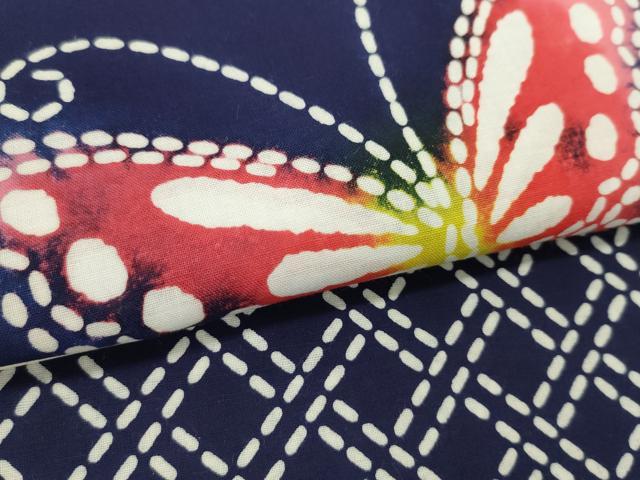 平和屋着物*夏物 浴衣 反物 柳月染 蝶 綿 着尺 逸品 未使用 CABJ1519ju