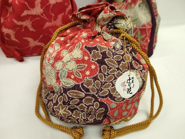 平和屋着物▼和装小物 和装バッグ 巾着まとめて5点 辻ヶ花 飛鶴 花蝶文 縮緬 袴 浴衣 逸品 CABJ1540ju