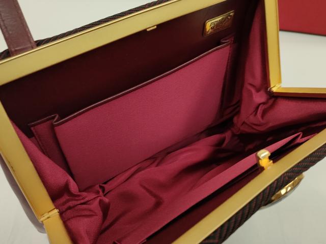 平和屋着物▼和装小物 和装バッグ2点セット ハンドバッグ バーガンディー 赤×黒 逸品 CABJ1545ju