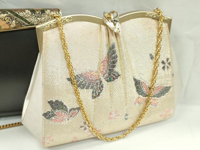 平和屋着物▼和装小物 和装バッグまとめて3点 ハンドバッグ 佐賀錦 舞蝶花文 雲取り吉祥花丸文 金銀糸 逸品 CABJ1562ju