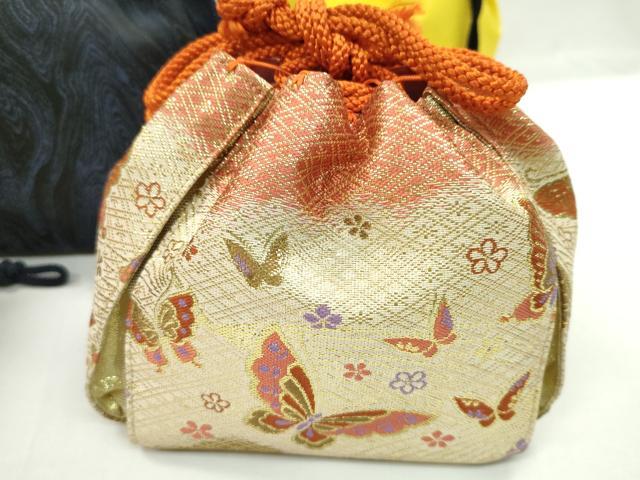 平和屋着物▼和装小物 和装バッグ 巾着まとめて5点 辻ヶ花 松竹梅 花蝶文 杢目 金襴 縮緬 袴 浴衣 未使用多数 逸品CABJ1577ju