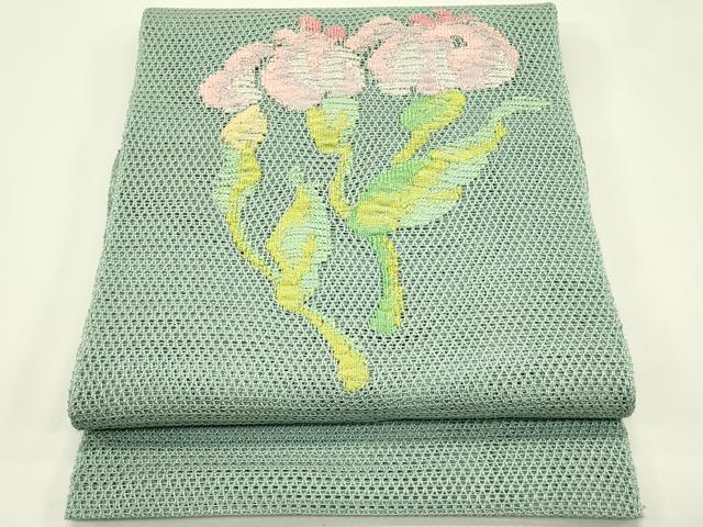平和屋着物*夏物 八寸名古屋帯 羅 草花文 正絹 逸品 CABJ1601rv