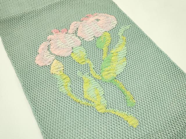 平和屋着物*夏物 八寸名古屋帯 羅 草花文 正絹 逸品 CABJ1601rv