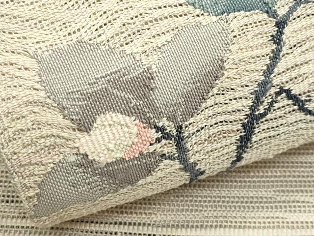 平和屋着物*夏物 八寸名古屋帯 すくい織 枝花文 金糸 正絹 逸品 CABJ1603rv