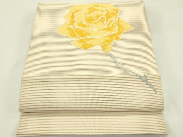 平和屋着物*夏物 八寸名古屋帯 絽綴れ 薔薇 銀糸 正絹 逸品 未使用 CABJ1605rv
