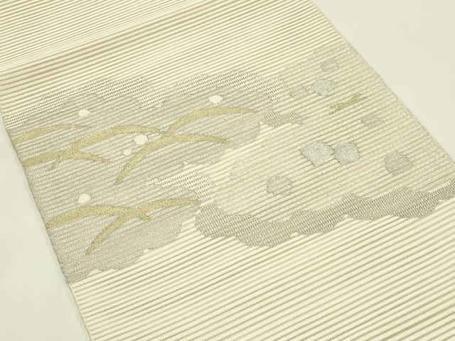 平和屋着物*夏物 八寸名古屋帯 絽綴れ 雲重ね露芝文 金銀糸 三越扱い 正絹 逸品 CABJ1608rv