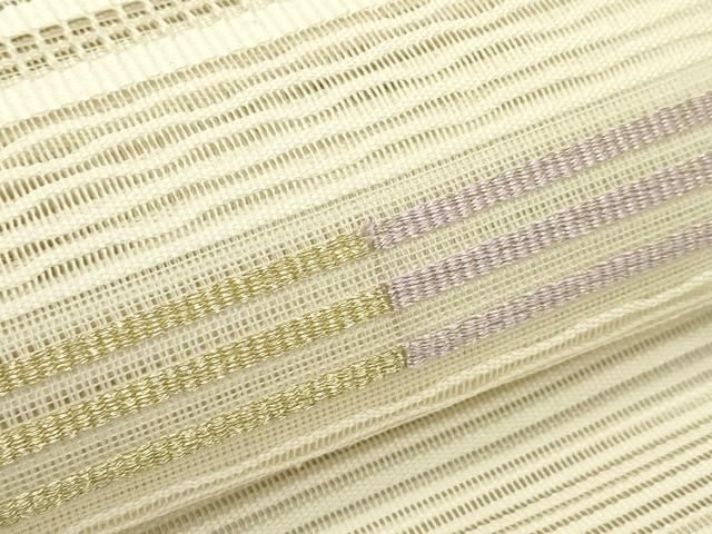 平和屋着物*夏物 八寸名古屋帯 絽綴れ 横段文 金銀糸 正絹 逸品 CABJ1610rv