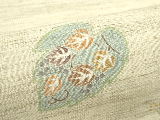 平和屋着物*夏物 九寸名古屋帯 草花風景文 麻 逸品 CABJ1631rv