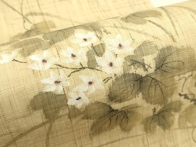 平和屋着物*夏物 九寸開き名古屋帯 手描き 草花文 麻 逸品 CABJ1633rv