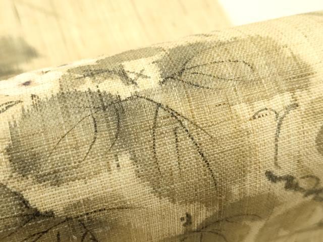 平和屋着物*夏物 九寸開き名古屋帯 手描き 草花文 麻 逸品 CABJ1633rv