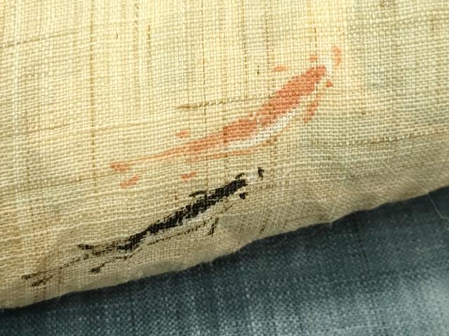 平和屋着物*夏物 染色作家 桐山紫香 手描き 九寸名古屋帯 鯉 麻 逸品 CABJ1649rv