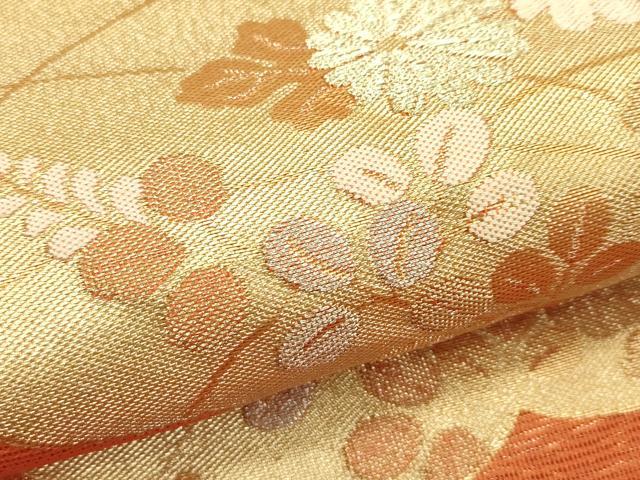 平和屋着物*夏物 六通柄袋帯 唐織 雲取り秋草文 金銀糸 正絹 逸品 CABJ1659rv